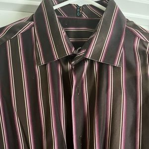 Burgundy Striped Dress Shirt